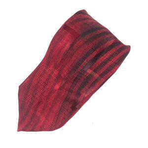 VTG Gino Rossini Tie Red Black Woven Silk Swirl Stripe Pattern Made in Italy